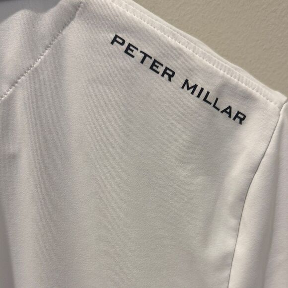Peter Millar White Polo with Navy Accents quarter zip UPF 50 size Large - Picture 5 of 10